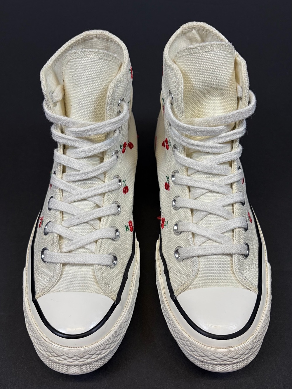 CONVERSE CHUCK 70 CHERRY PRINT HIGH TOP SNEAKERS CREAM WOMENS SIZE 5